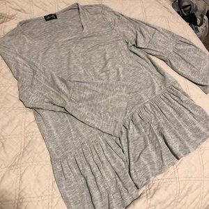 Gray Peplum Long Sleeve Top